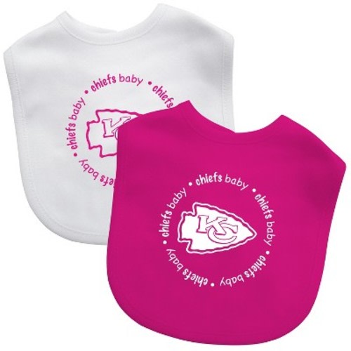 BabyFanatic Officially Licensed Pink Unisex Cotton Baby Bibs 2 Pack - NFL Kansas City Chiefs