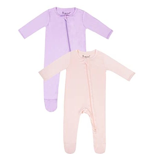Jimonda Bamboo Baby Pajamas,Unisex Boys Girls One-Piece Footies,Long Sleeve Sleepers 2-Way Zip closure Romper