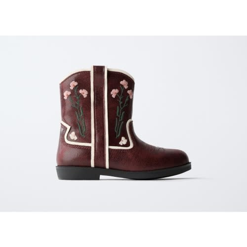 EMBROIDERED COWBOY BOOTS - Maroon | ZARA United States