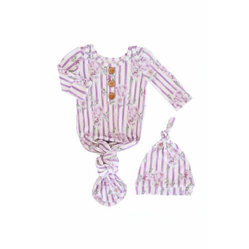 Lila's Lilacs Bamboo Waffle Newborn Baby Knot Gown & Hat Set