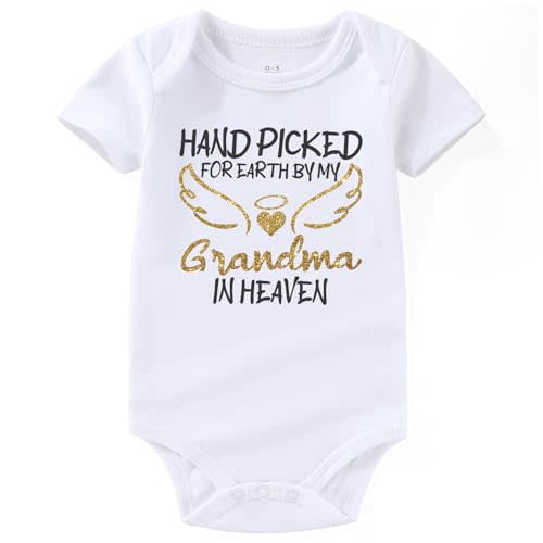 shlrzy handpicked for earth by my gandma grandpa in heaven pregnancy announcement for grandparents baby bodysuit