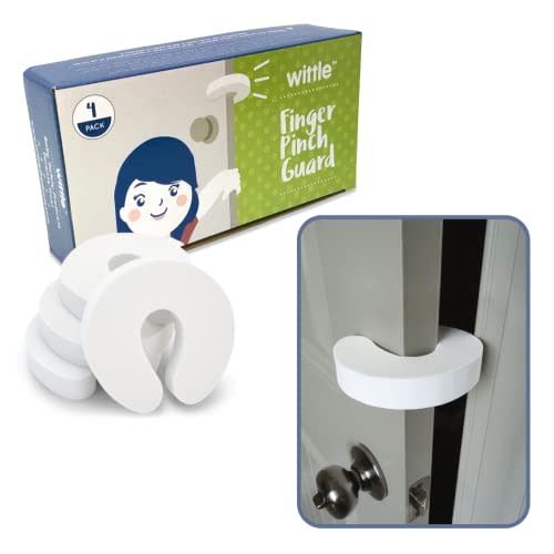Wittle Baby Proofing Door Stopper - 4pk, Soft EVA Foam Finger Pinch Guard, Prevents Injuries, Slamming Doors, Child or Pet from Getting Locked in Room, White