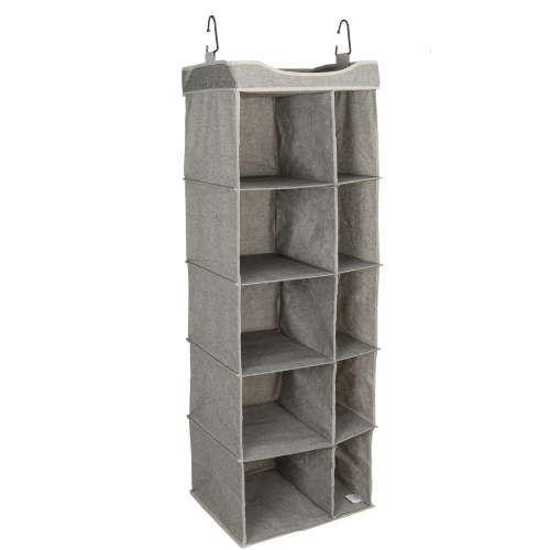 Better Homes & Gardens Charleston 5-Tier Hanging Closet Organizer, 10 Compartments, 16 in x 12 in x 48 in