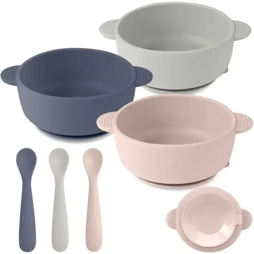 3 Pack Suction Bowls & Spoons - Silicone Baby Feeding Set | BPA-Free, - TikTok Shop