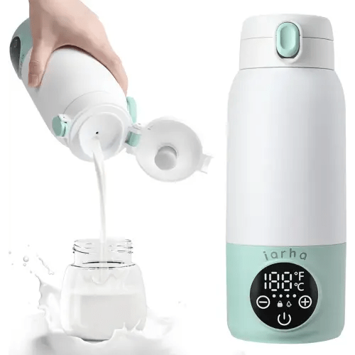 Portable Milk Warmer for Travel, 17oz Large Capacity Bottle, Fast Breastmilk Water Warmer On The Go with LCD Display, 98-158°F Temperature Adjustment, for Vehicle, Car, Airplane Journey