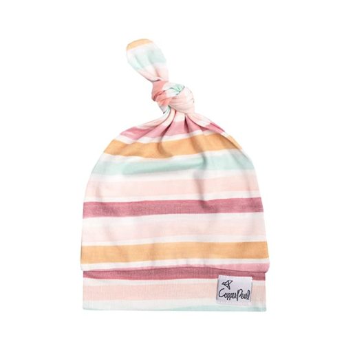 Copper Pearl Baby Beanie Hat Top Knot Stretchy Soft Belle