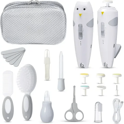 Lictin Baby Grooming Kit, 25 in 1 Baby Electric Nail Trimmer Set, Safe Baby Nail File with Auto Light, Baby Nail Kit Newborn Nursery Healthcare Kit, Portable Baby Care Kit for Infant Toddlers Boys Girls, Baby Registry Shower Gift