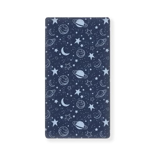 Space Baby Crib Sheets for Boys Girls Stars Planet Fitted Crib Sheet for Standard Crib and Toddler Mattress Navy Blue Baby Mattress Sheets Toddler Bed Sheet 52x28x8 in