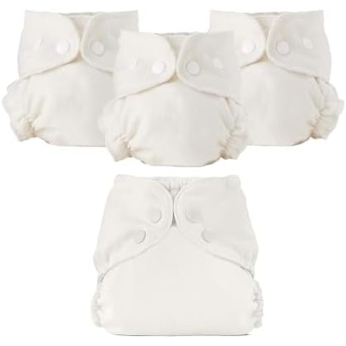 Esembly Cloth Diaper Set - 3 Inners & 1 Outer - Parchment, Size 1 (7-17lbs)