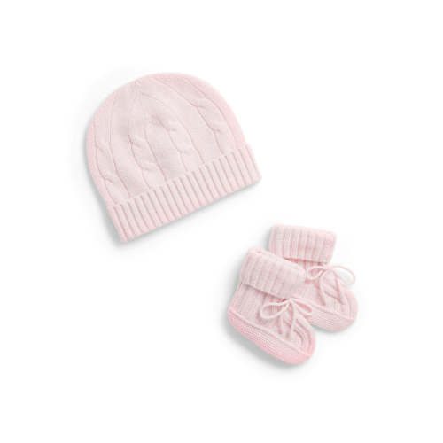 Cashmere Cable Knit Baby Hat and Bootie Set | Over The Moon