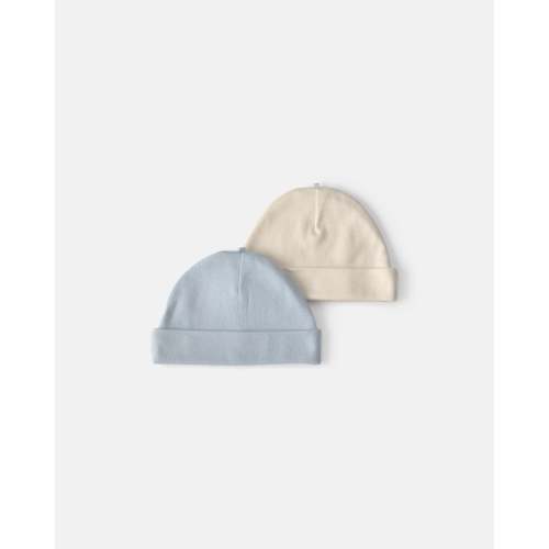 Baby 2-Pack Caps - Blue/Ivory