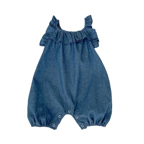 HOOLCHEAN Baby Girls' Summer Cotton One Piece Infant Breathable Denim Camisole Romper