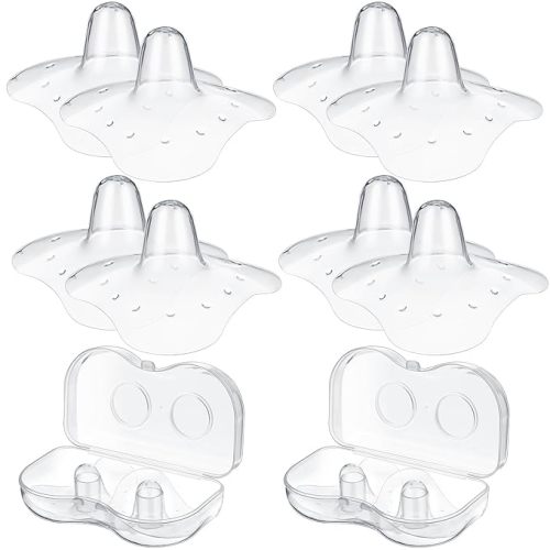 Nuanchu 8 Pcs Nipple Shield for Breastfeeding Newborn Nipple Protector with Carrying Case Silicone Extender for Women Protecting Sore, Flat or Inverted (20 mm/ 0.78 Inch,Clear)