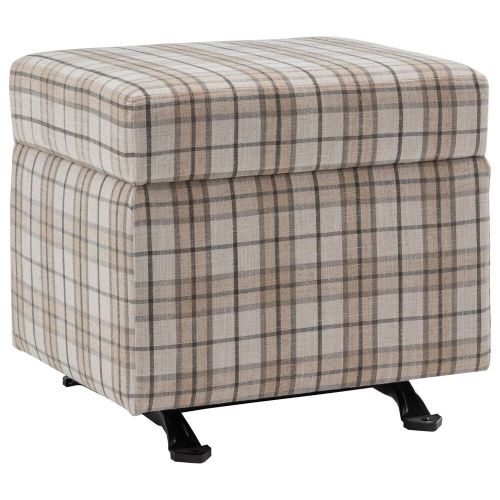 Lamps Per Se Camelot 25" Rectangle Gliding Ottoman in Light Brown and Gray
