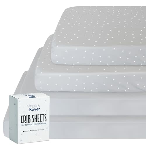 Crib Sheets for Boys 4 Pack, Fitted Baby Crib Sheet Neutral 52" x 28" for Standard Crib and Toddler Bed Mattress, Soft and Breathable Kid Toddler Sheets for Girls Boys, Grey
