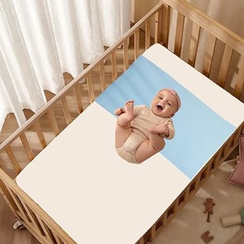 100% Mulberry Silk Crib Sleeve Sheet for Baby Hair, 22 Momme Silk Bassinet Slip for Baby Bald Spots, Soft and Safe Silk Cot Sleeve for Everyday Use (Blue)