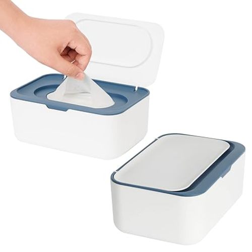 Wipes Dispenser, Wipe Holder for Baby & Adult, Seposeve Refillable Baby Wipe Container, Keeps Wipes Clean. Non-Slip, Easy Pull Wipes Pouch Case, Grey