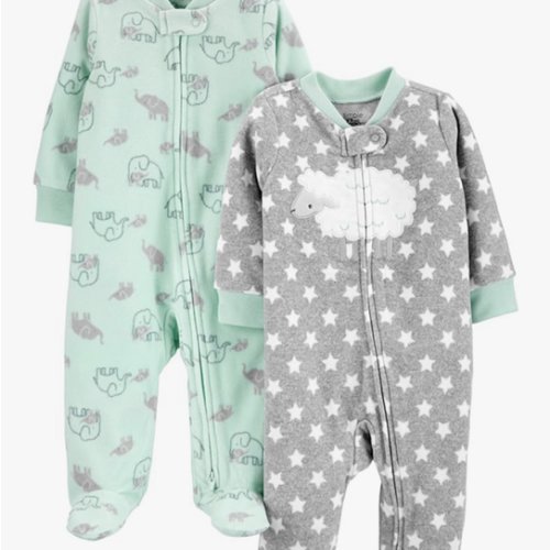 Simple Joys by Carter's Unisex Baby 2-pack Neutral Fleece Footed Sleep and Play