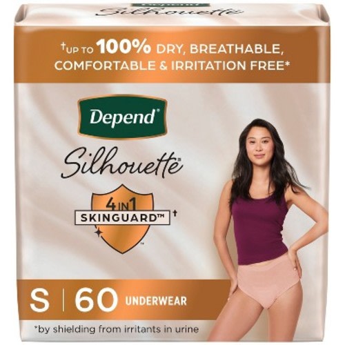 Depend Silhouette Incontinence & Postpartum Underwear for Women - Maximum Absorbency - S - Pink - 60ct