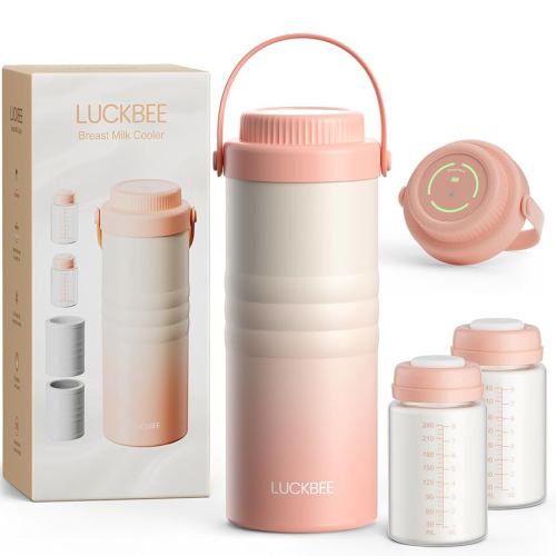 LUCKBEE 24H Portable Breast Milk Cooler with LCD Display – Insulated Milk Storage Bottle, Holds 2 Bottles 16oz, Compact Breast Pump Bag Accessory, Breastfeeding Essentials for Travel and Work