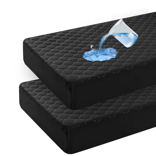 david's kids 2 Pack 52''x28'' Waterproof Crib Mattress Protector Pad Cover Stretch up to 8", Fitted Standard Crib and Toddler Mattresses, Soft and Breathable for Boys Girls, Machine Washable, Black