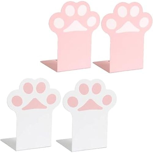 2 Sets Cat Paw Bookends Cute Core Room Decor Book Holders for Shelves