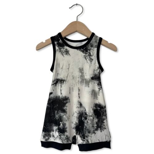 Caden & Crew Black Art Sleeveless Shorty Romper