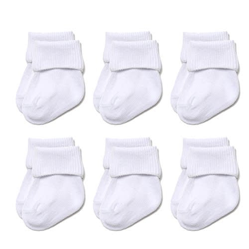 EPEIUS Baby Socks Unisex-Baby Seamless Turn Cuff Socks Cotton Rich Booties Socks 6 Pairs Pack Newborn Infant Toddlers