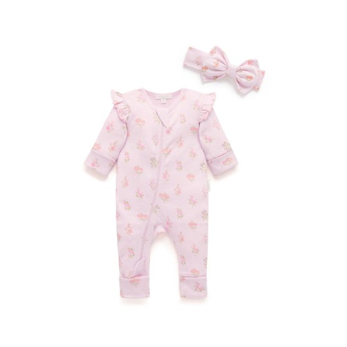 Printed Zip Footie & Headband, 6-12M