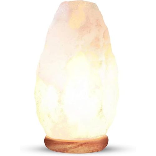 Himalayan Glow White Salt Crystal Lamp, Natural Salt Night Light, Hand Crafted Salt Lamps with Neem Wooden Base, Salts Lamp Bulb,(ETL Certified) Dimmer Switch | 5-7 LBS
