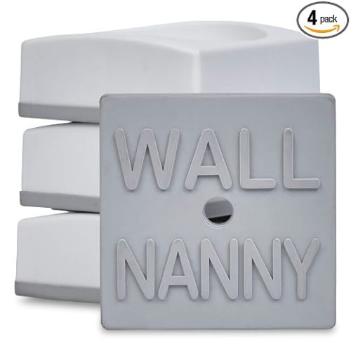 Wall Nanny Mini - Smallest Baby Gate Wall Protector (Made in USA) Protect Walls & Doorways from Pet Gates & Dog Gate Spindles - Child Pressure Mounted Baby Gate for Stairs Wall Cup (White) 4 Pack