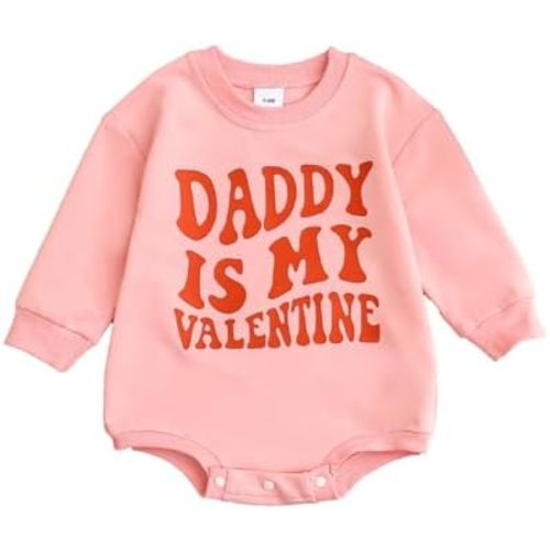 Infant Baby Girl Boy Valentines Outfit Daddy/Mama Is My Valentine Romper Shirt Newborn Valentine's Day Clothes