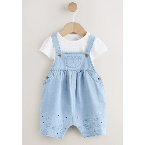 Buy Denim Blue Broiderie Dungaree and Bodysuit Baby 2 Piece Set (9-12mths) from Next USA
