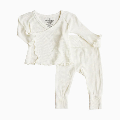 Caden Lane 2pc Waffle Crossover Top & Bottom - Gardenia, 0-3 M