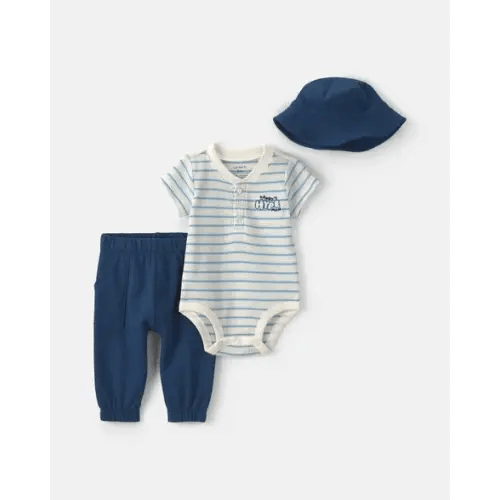 Baby Boy 3-Piece Bodysuit & Pant Set - Navy Blue/Cream | Carter's