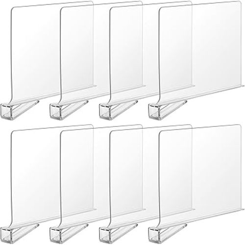 Boao 8 Pcs Shelf Dividers for Closet Organization Acrylic Clear Shelf Divider Purse Organizer Handbag Separator Bookshelf Divider for Closet Bedroom Kitchen Office Cabinet Bathroom