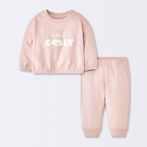 Baby Cute n' Cozy Sweatshirt and Joggers Set - Cloud Island™ Pink 3-6M
