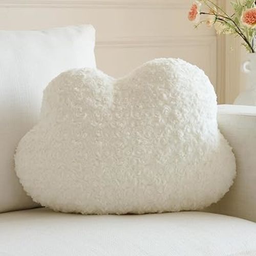 Cloud Pillow, Decorative Cloud Pillows for Couch Bed, Cozy Cloud Shaped Throw Pillow, Home Decor Throw Pillow for Bedroom Living Room (White, 19.6 X 15.7 Inches)