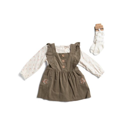 Infant Girls 3pc Bodysuit Corduroy Jumper And Socks Set | Girls' Dresses | T.J.Maxx