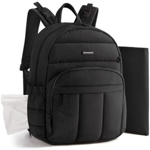 BAGSMART Baby Diaper Bag with Waterproof Pad, Black