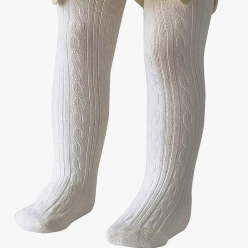Century Star Toddler Tights for Girls - Cotton Cable Knit Stockings Solid Footed Seamless Leggings Easter Outfit 0-12 Years