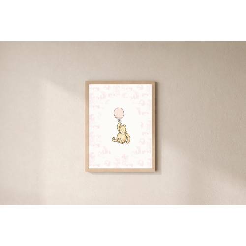 Classic Winnie the Pooh Art Print | Girl's Nursery Decor | Pink Toile de Juoy  | Digital Download