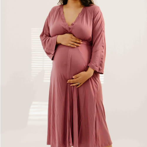 Amelia Labor & Postpartum Gown in Dusty Rose – Lila