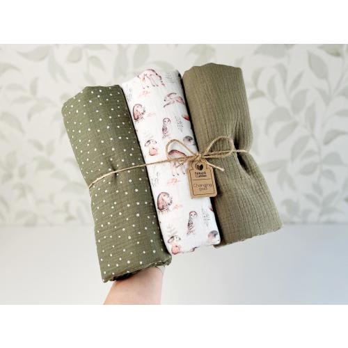 Organic Baby Changing Mat – Waterproof Travel Pad – Reusable Cotton Muslin & Terry Diaper Mats - Mattress Protector - Muslin Baby Bedding