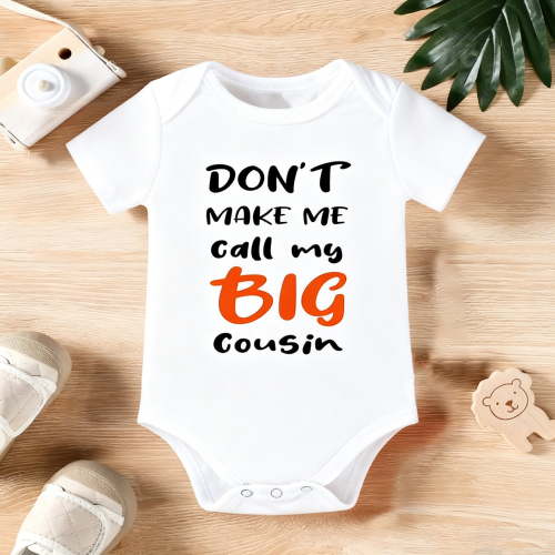 Funny Cousin Onesie | ”Don‘t Make Me Call My Big Cousin“ Baby Bodysuit | Unique Baby Shower Gift & Pregnancy Reveal Idea | Cute Unisex Newborn Clothes | 100% Cotton Soft Fit
