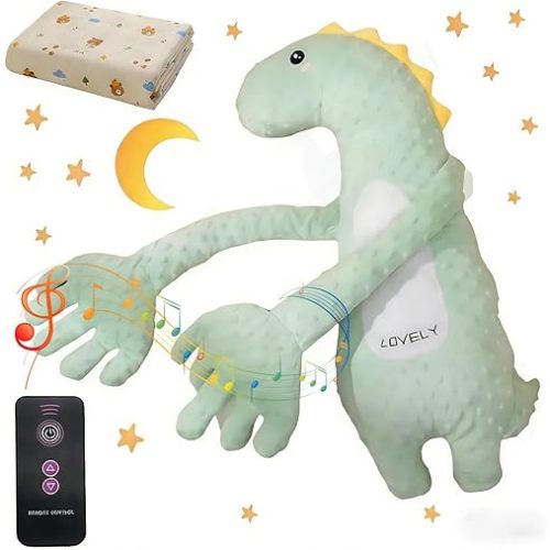 Almohada con manta para dormir con control remoto y música (verde con música)