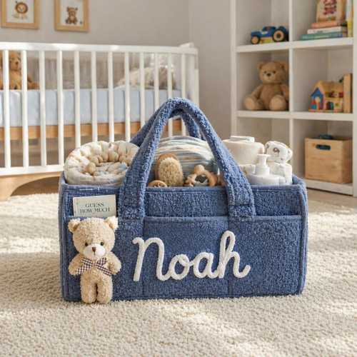Personalized Newborn Baby Diaper Caddy Organizer Kids Nursery Toy Storage Basket Portable Essential Gift Girl Boy BabyShower CustomName Bag