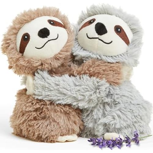 warmies Hugs Duo, Microwavable & Weighted Stuffed Animals, Sloth - Heated Stuffed Animal Plushie for Warmth & Comfort - Cute Soft Plush Toys for Adults & Children (Boys, Girls, Babies & Toddlers)