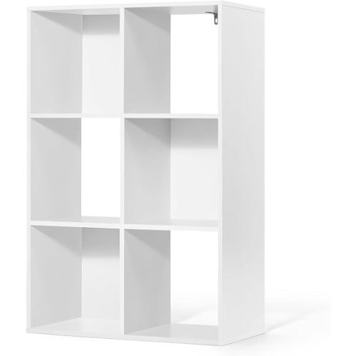 CAPHAUS Sturdy Room 11-Inch Cube Storage Organizer Shelf, with Thick Exterior Edge, Storage Shelf Divider w/Back, Bookcase, 6-Cube, White