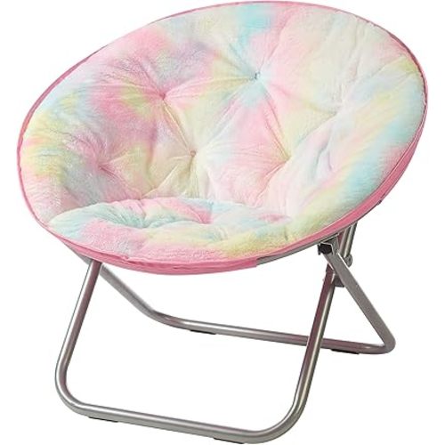 Heritage Kids Sorbet Dreams Rainbow Fur Teen Saucer Chair, Foldable, Multi